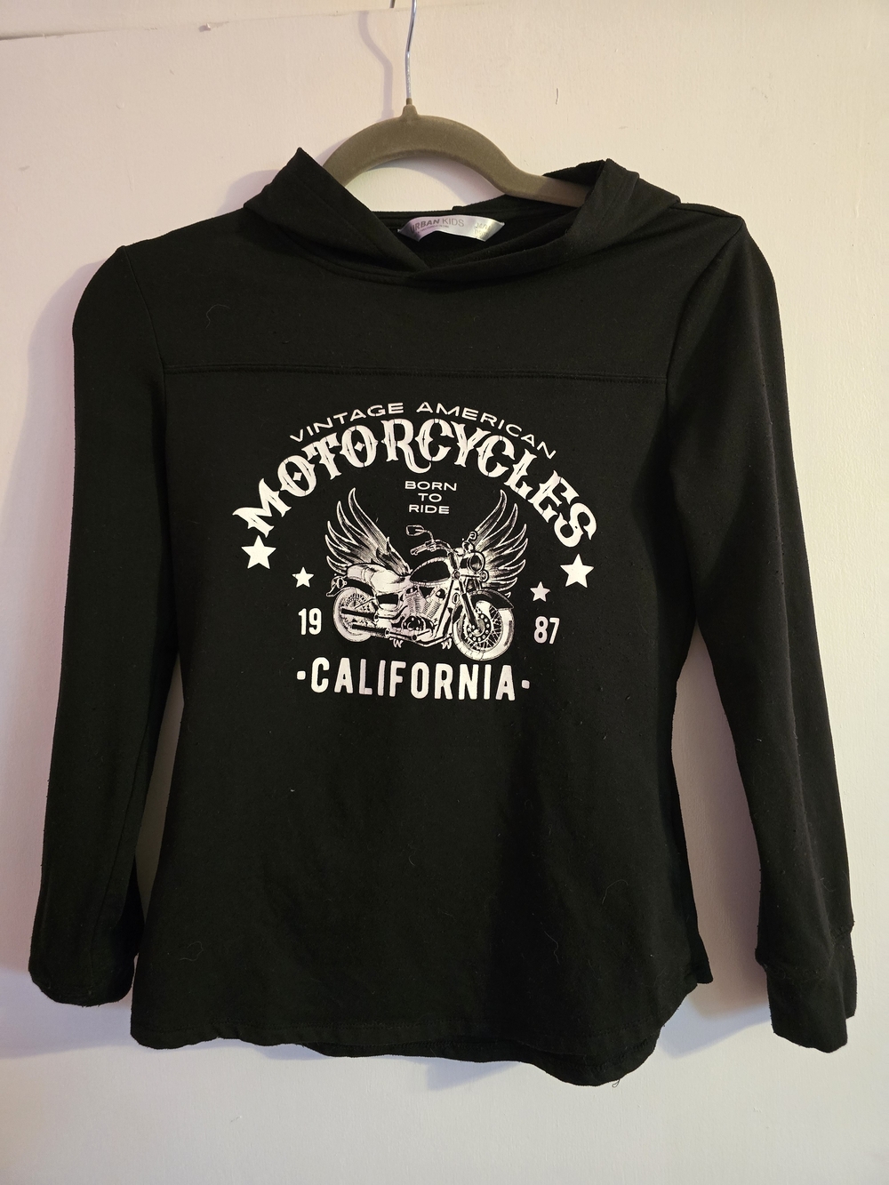 Kids Black 'Motorcycles California' Graphic Hoodie Top